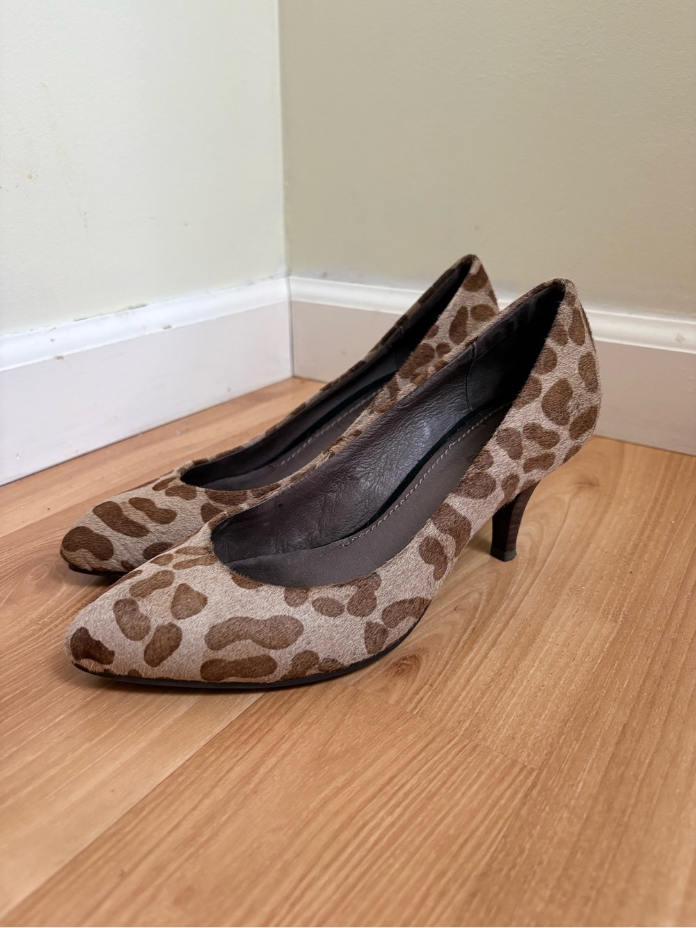 Nicole by Nicole Miller Leopard Print Pointed Kitten Heels - Brown & Tan